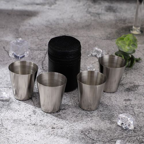 5-piece Set, 30ml Stainless Steel Cup Plus Cup Sleeve -304 Stainless Steel, Durable And Stackable, Suitable For Travel, Camping, Outdoor Shot Gla