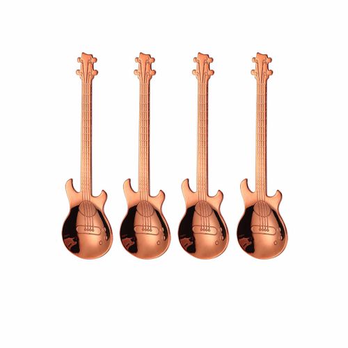 4Pcs Metal Guitar Spoon Flatware Set 18/10 Stainless Steel Guitar Spoons Creative Milk Coffee Spoon Ice Cream Candy Teaspoon